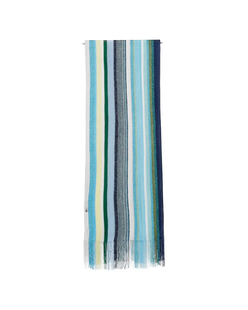 Missoni Striped Fringed Scarf Blue