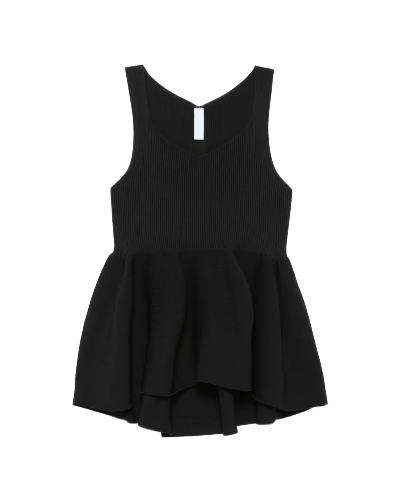 CFCL Ribbed Flared-hem Top Black