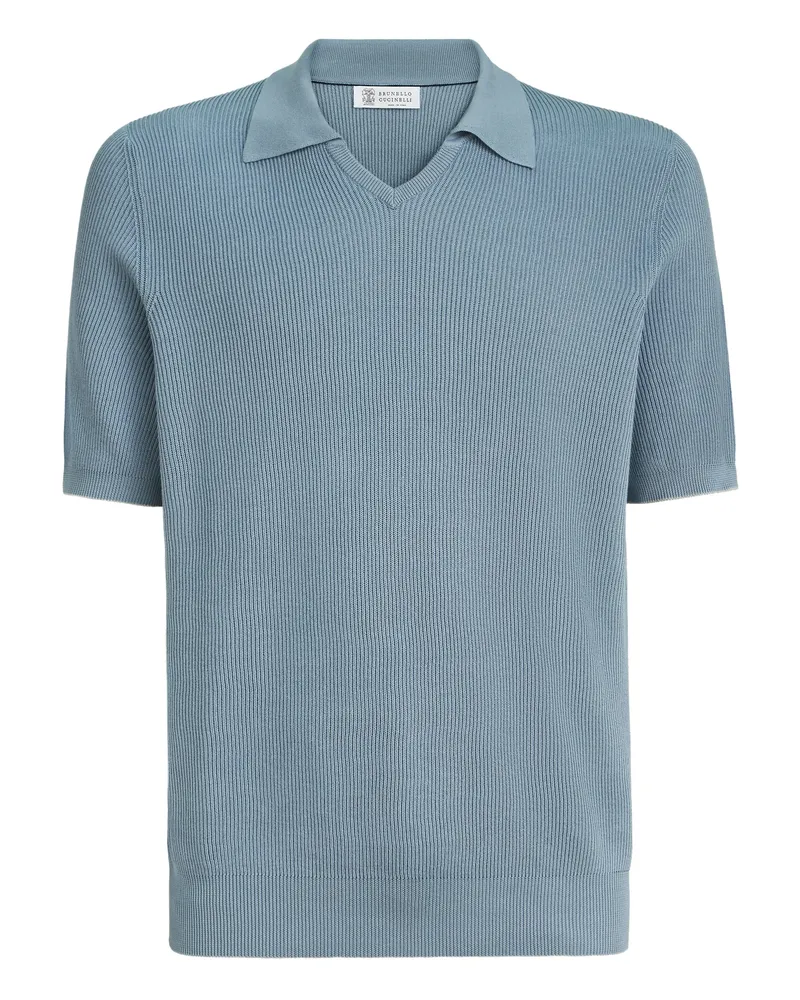 Brunello Cucinelli V-neck Short-sleeve T-shirt Blue