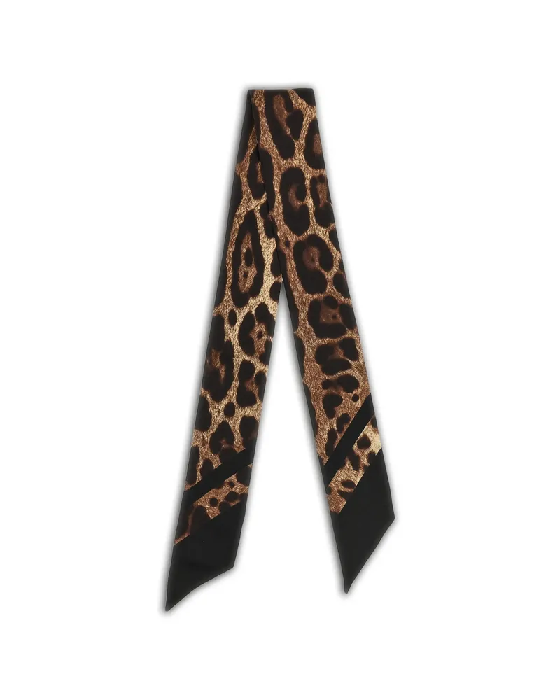 Dolce & Gabbana Leopard-print Silk Scarf Black