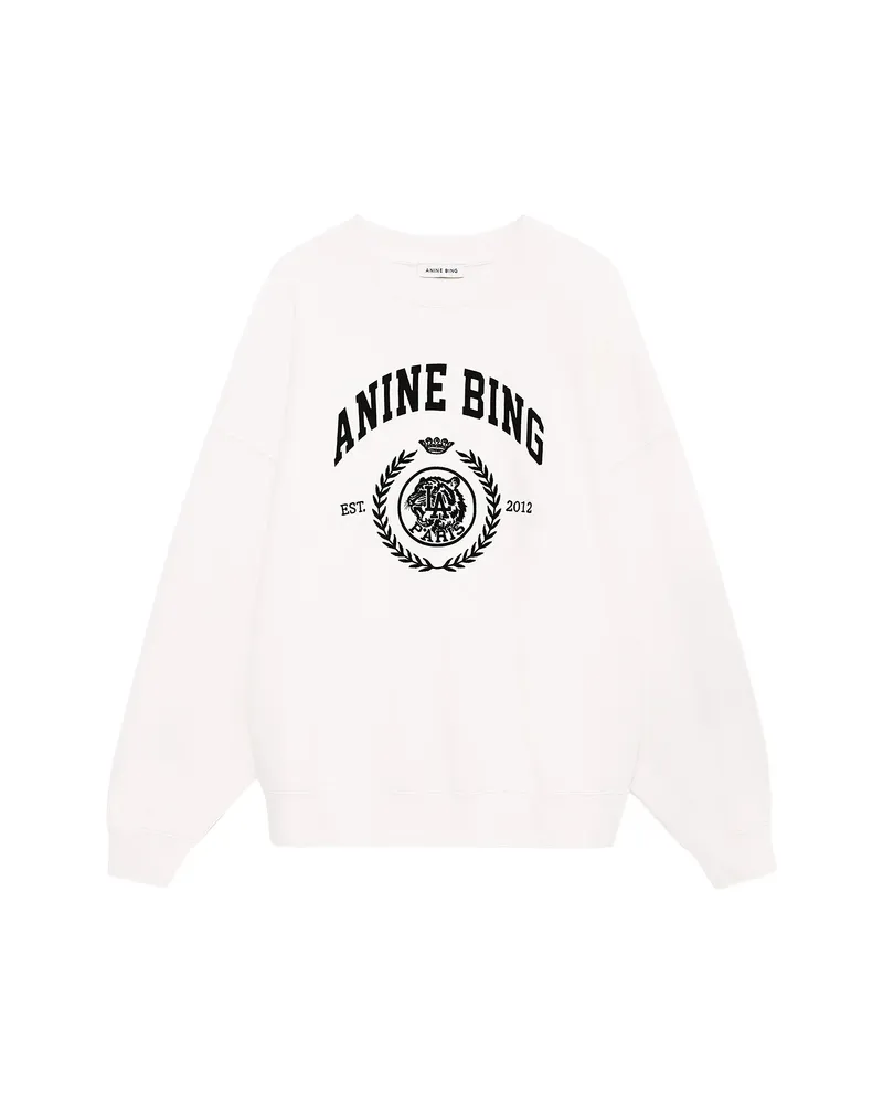 Anine Bing Logo-embroidered Graphic Sweatshirt Neutrals