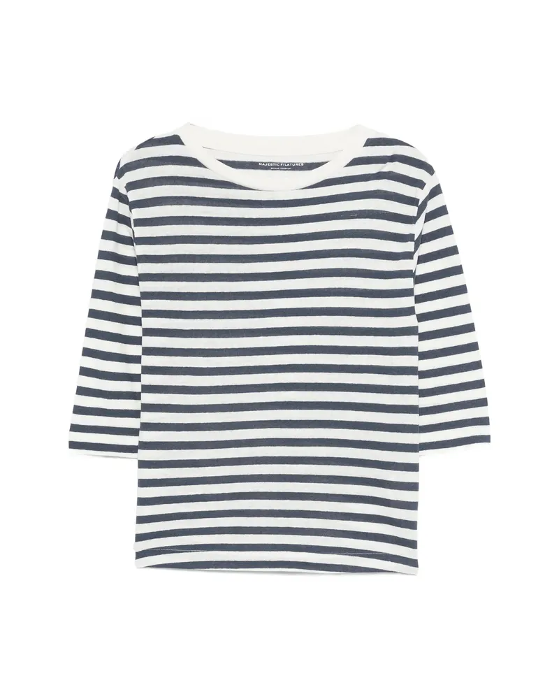 Majestic Striped T-shirt Blue