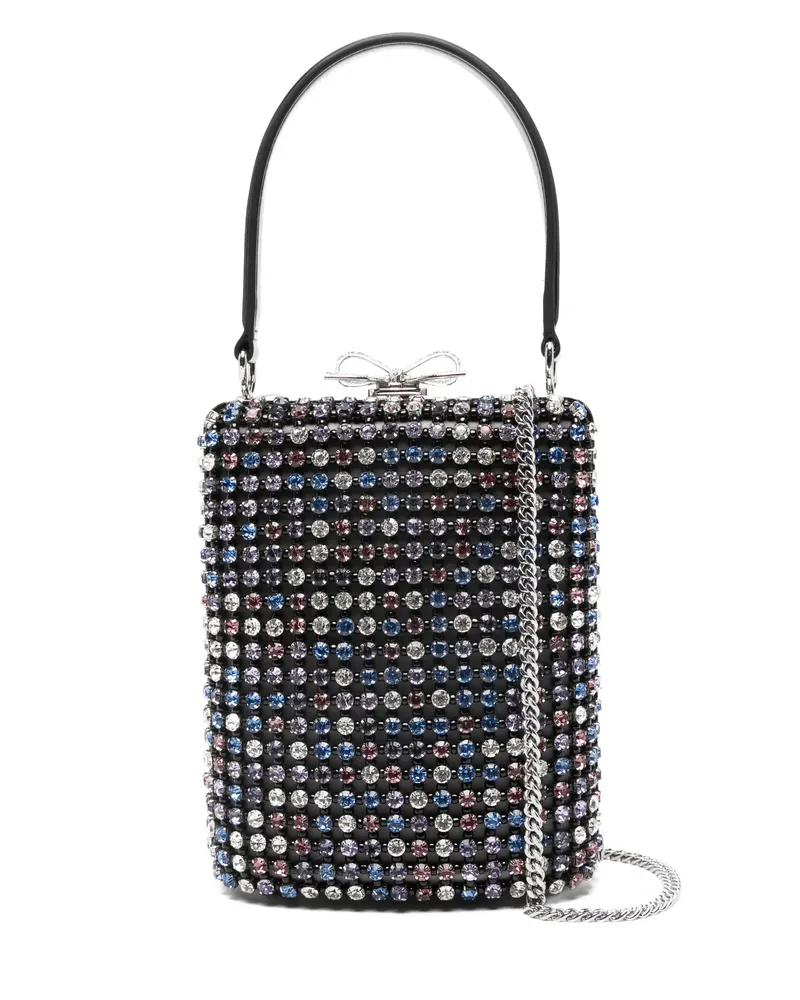 Self-Portrait Crystal-embellished Mini Tote Bag Black