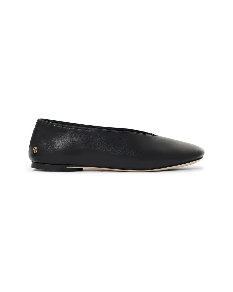 Anine Bing Ana Flats Smooth Leather - Black Black