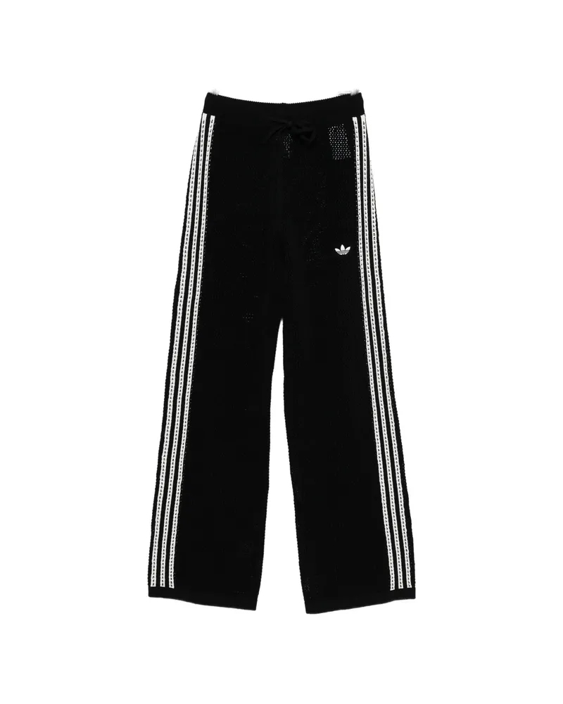 adidas Three-stripe Open-knit Trousers Black