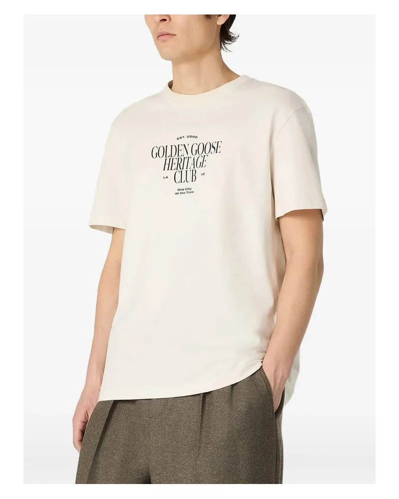 Golden Goose Cotton T-shirt With Print And Logo White