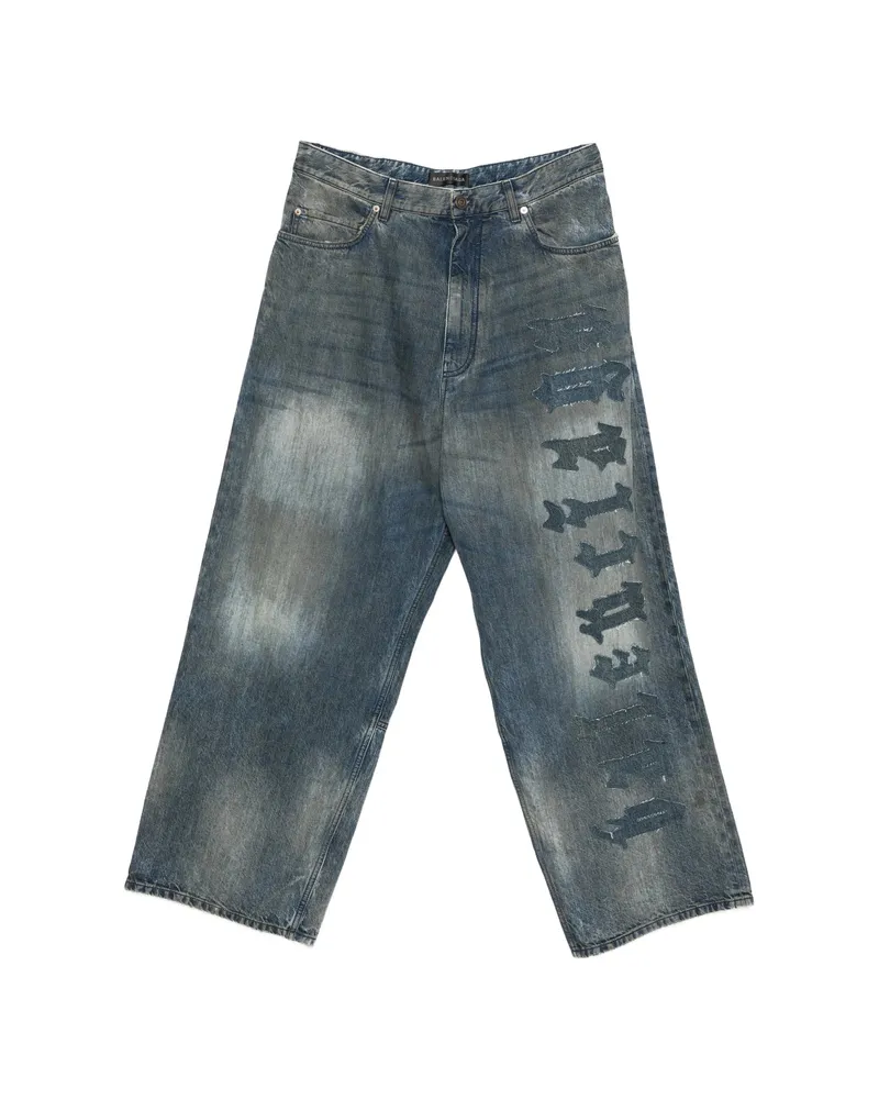 Balenciaga Faded-effect Wide-leg Jeans Blue