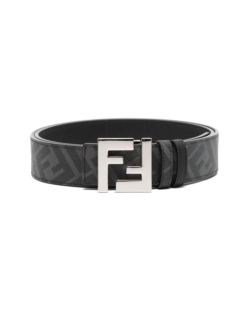 Fendi FF-logo Reversible Leather Belt Black