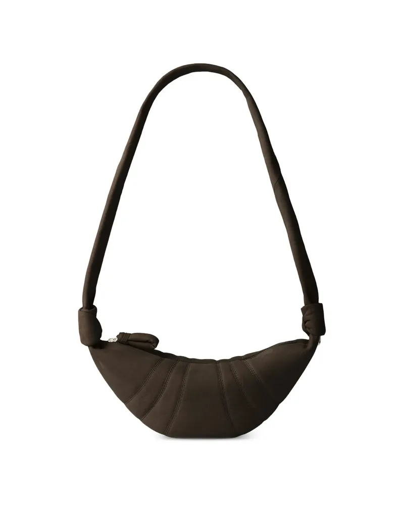 Christophe Lemaire Small Croissant Bag In Alpaca Nubuck Brown