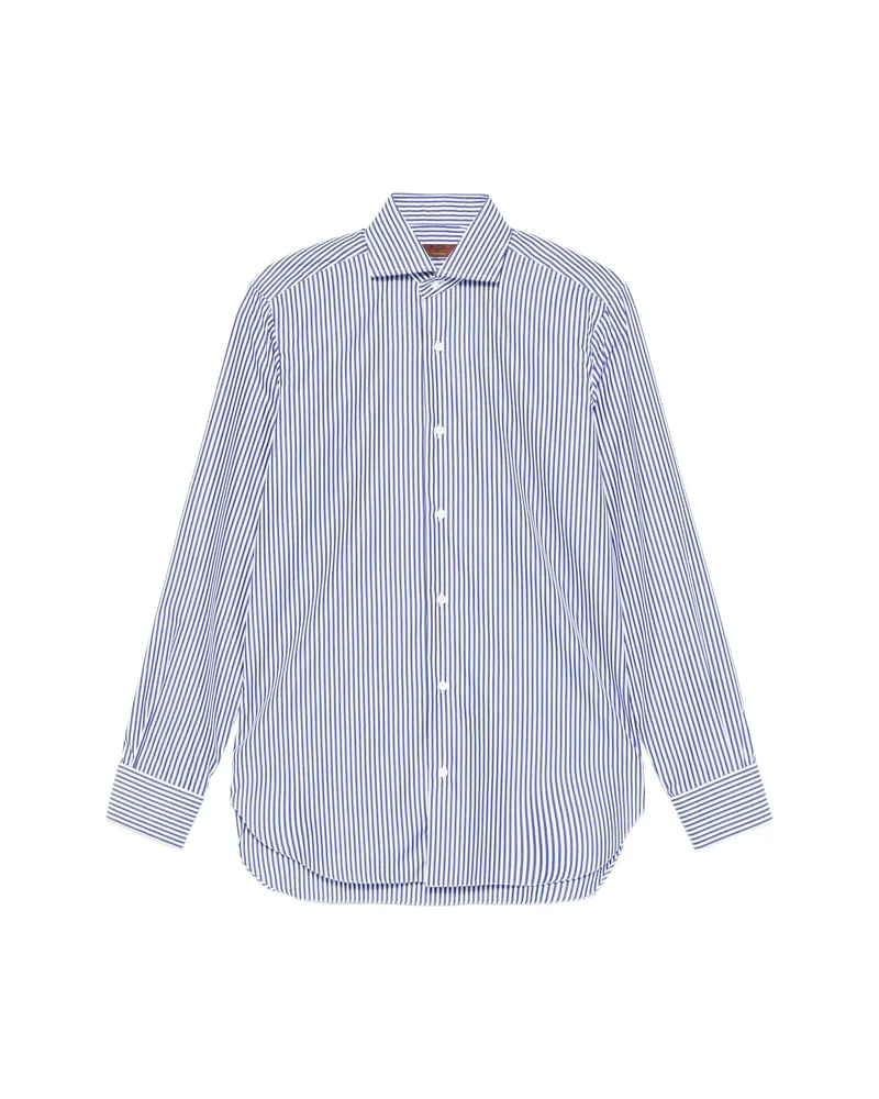 BARBA Striped-print Long-sleeve Shirt Blue
