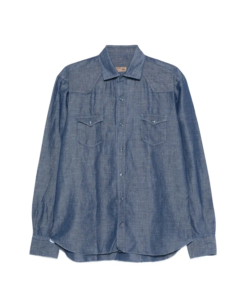 BARBA Flap-pocket Shirt Blue