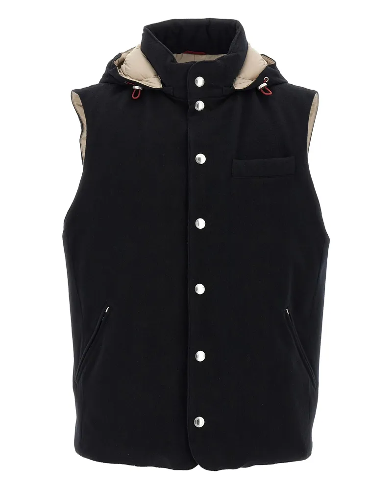 Brunello Cucinelli Padded Wool Vest Black
