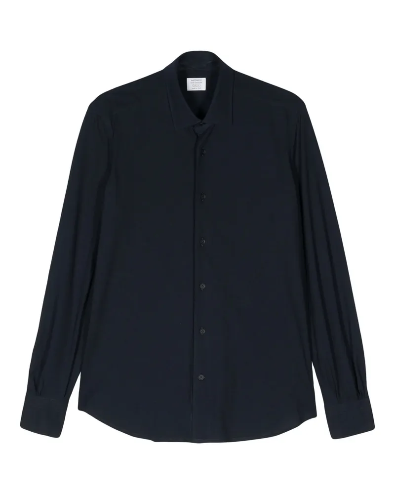 MAZZARELLI Tonal Stitching Cotton Shirt Blue