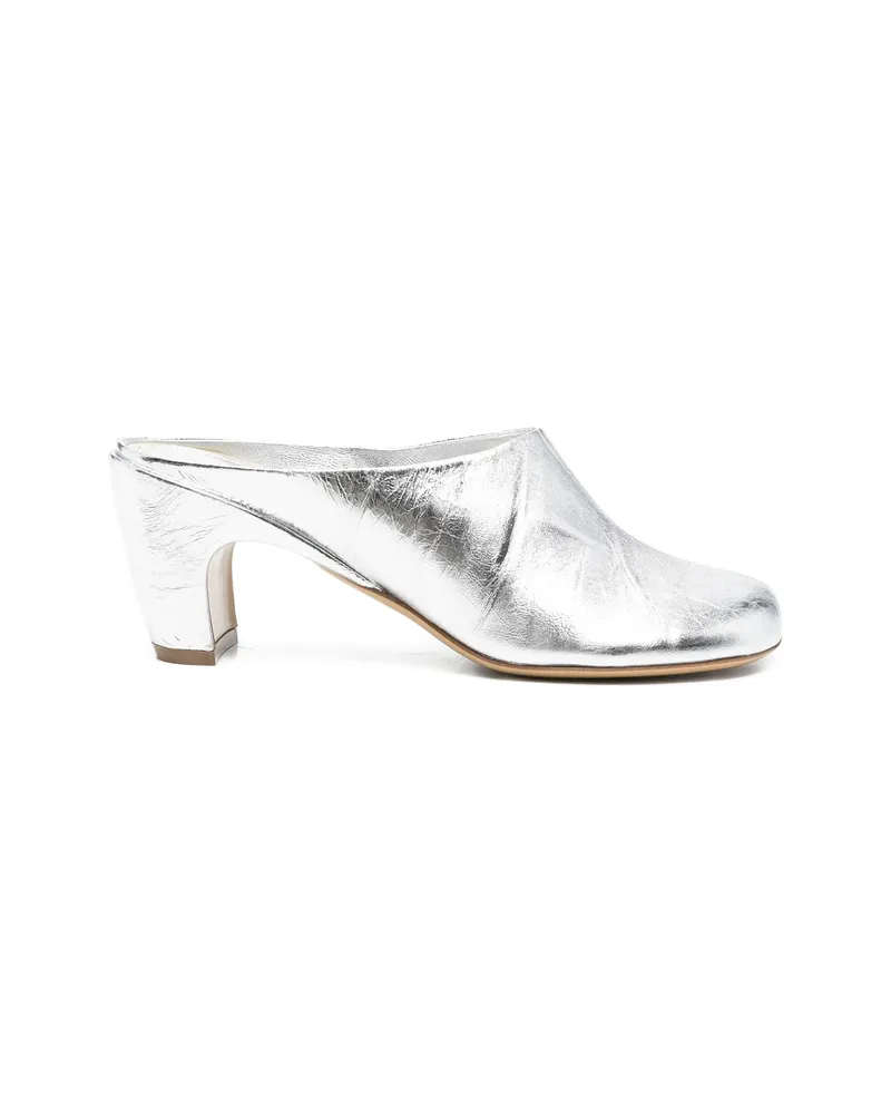 Dries van Noten Square Toe Mules Silver