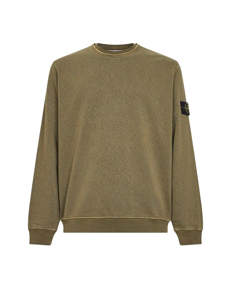 Stone Island Ribbed Logo-patch Sweatshirt Green