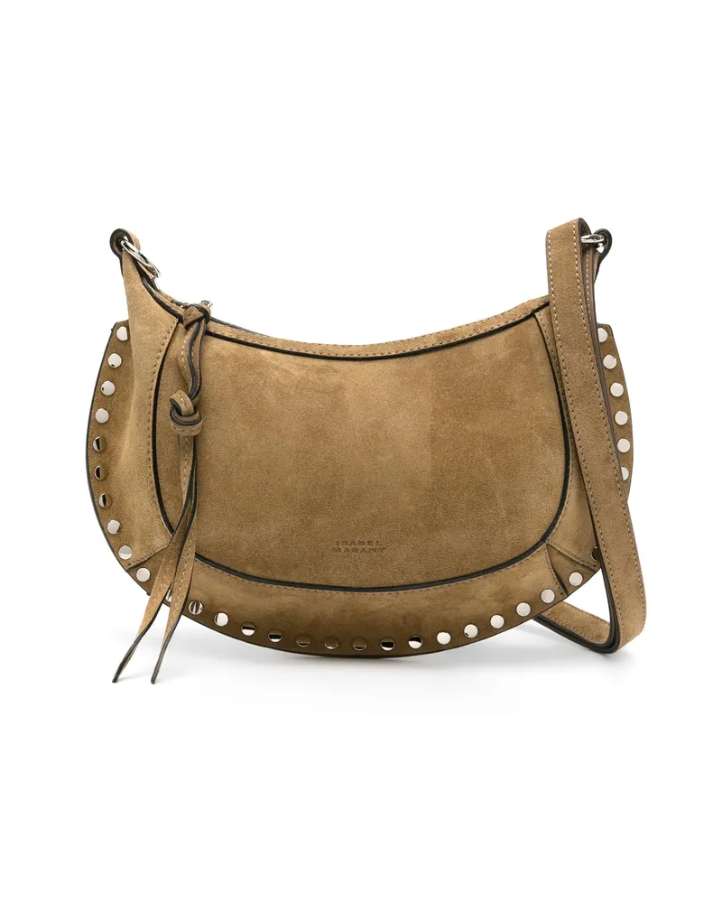 Isabel Marant Oskan Studded Leather Shoulder Bag Neutrals