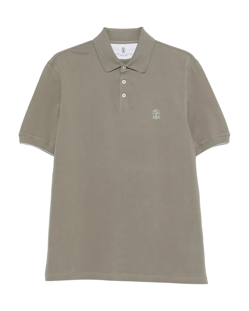Brunello Cucinelli Embroidered Polo Shirt Green