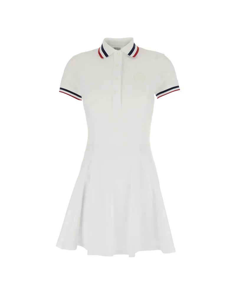 Brunello Cucinelli Striped-trim A-line Mini Dress White