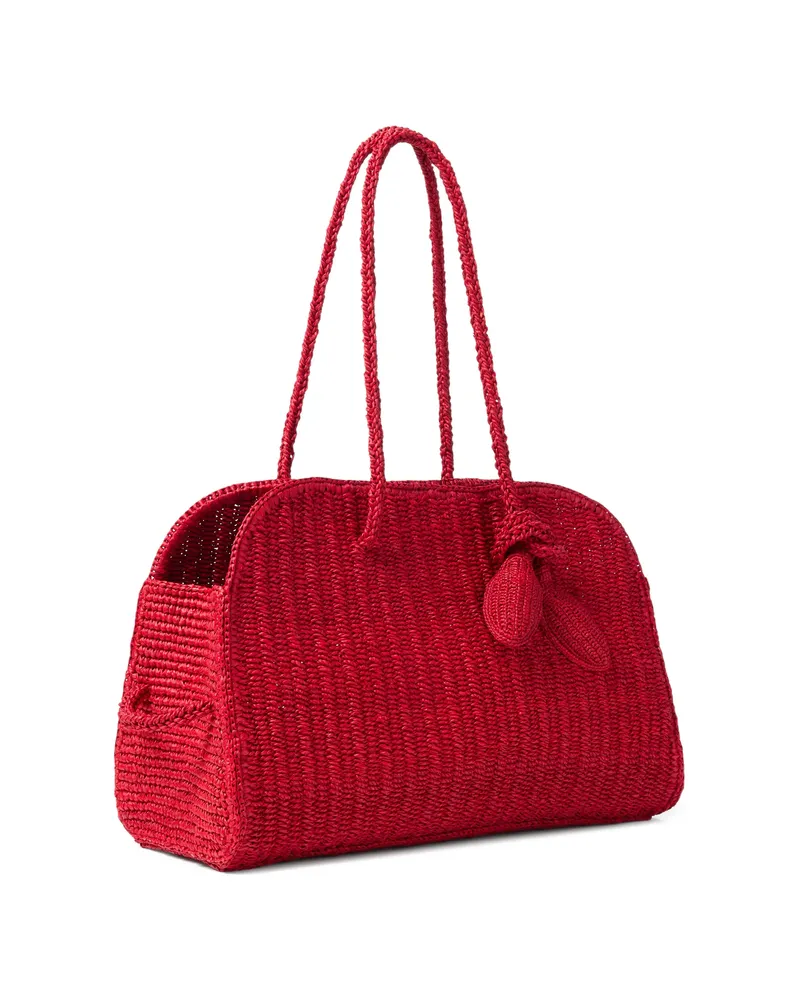 Jacquemus Turismo Raffia Tote Bag Red