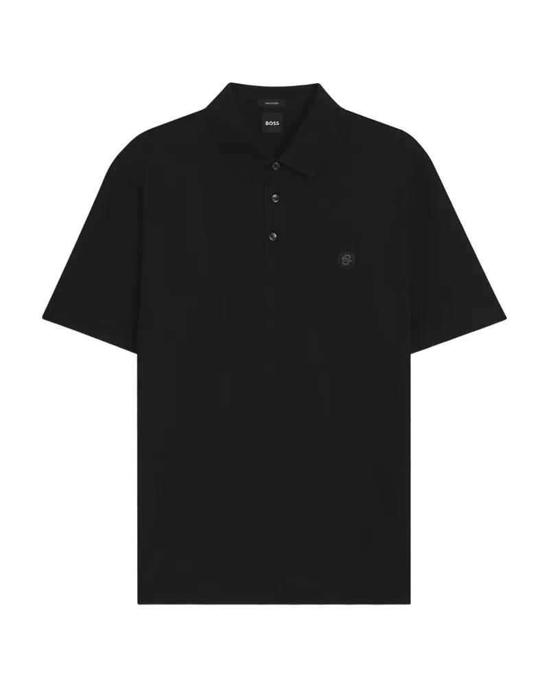HUGO BOSS Logo-patch Polo Shirt Black