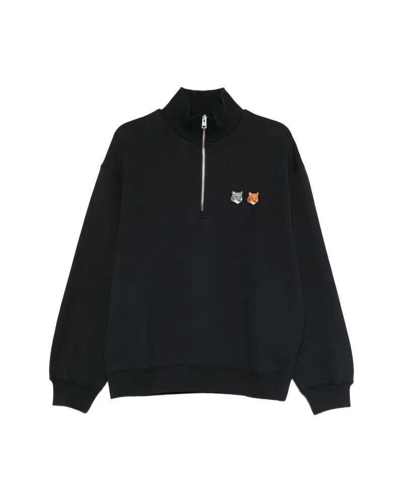 Kitsuné Fox-head Half-zip Sweatshirt Black