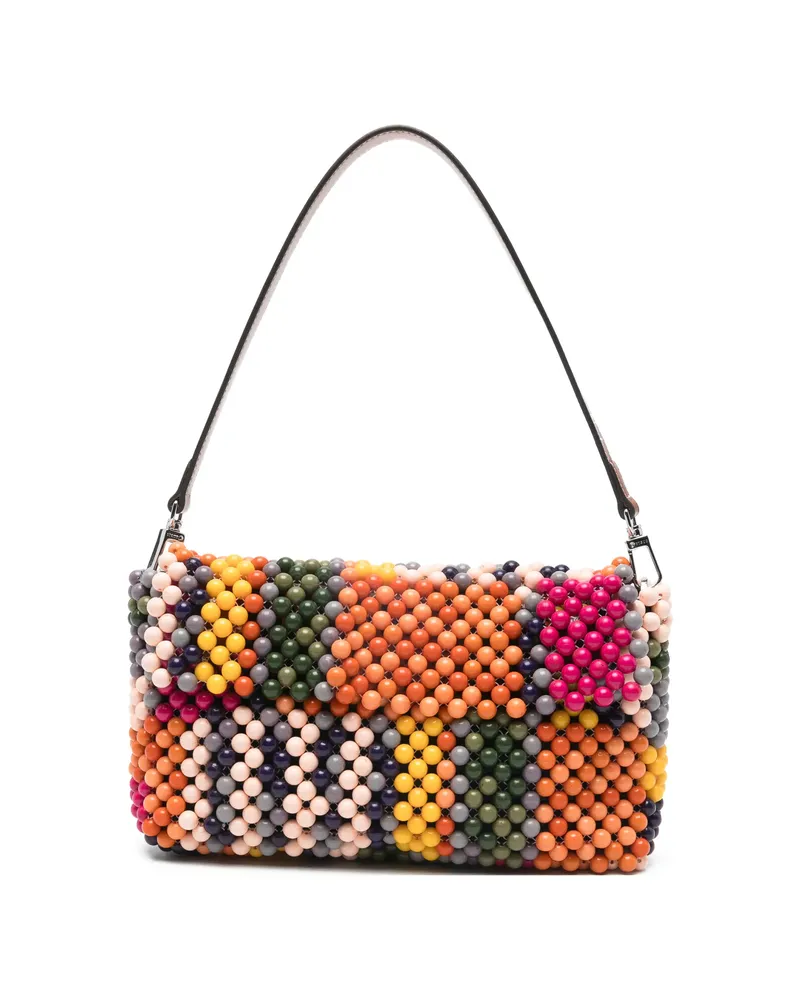 STAUD Timmy Beaded Shoulder Bag Orange
