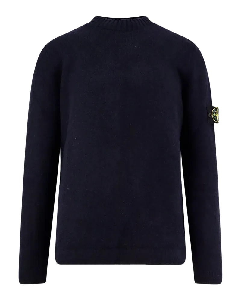 Stone Island Ribbed-knit Logo-patch Sweater Blue