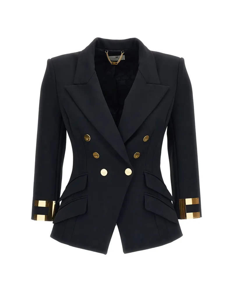 Elisabetta Franchi Double-breasted Logo-cuff Jacket Black