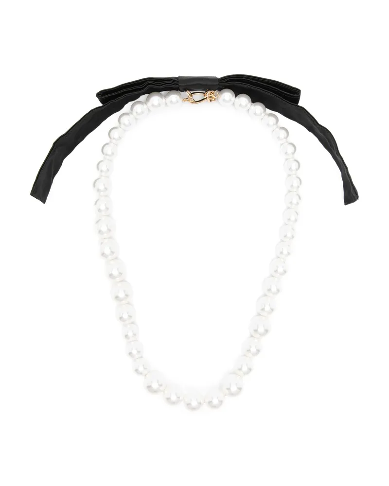 Vivetta Bow Pearl Necklace Black