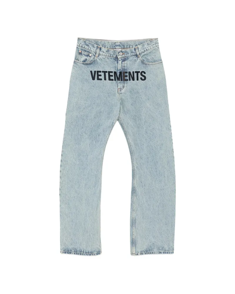 VETEMENTS Logo-print Loose-fit Jeans Blue