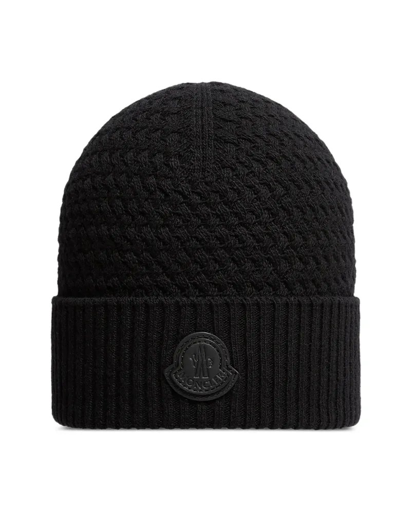 Moncler Logo-patch Beanie Hat Black