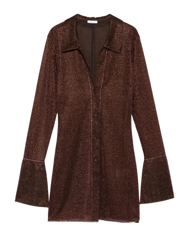 Oséree Long-sleeve Mini Dress Brown
