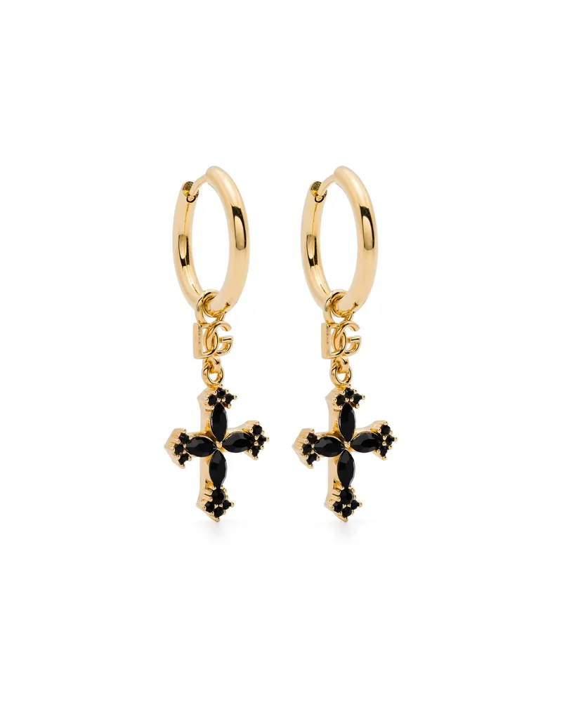 Dolce & Gabbana Cross-pendant Hoop Earrings Gold
