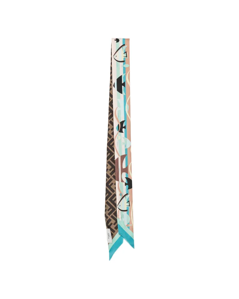 Fendi Fish-print Scarf Blue