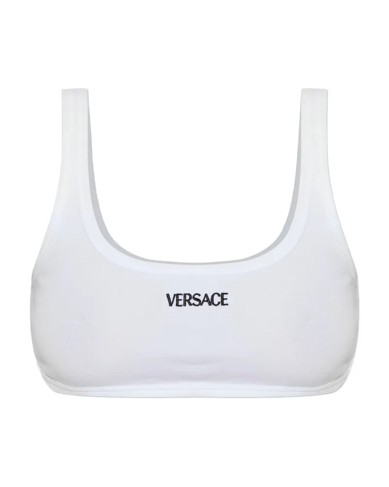 Versace Logo-embroidered Bra Neutrals