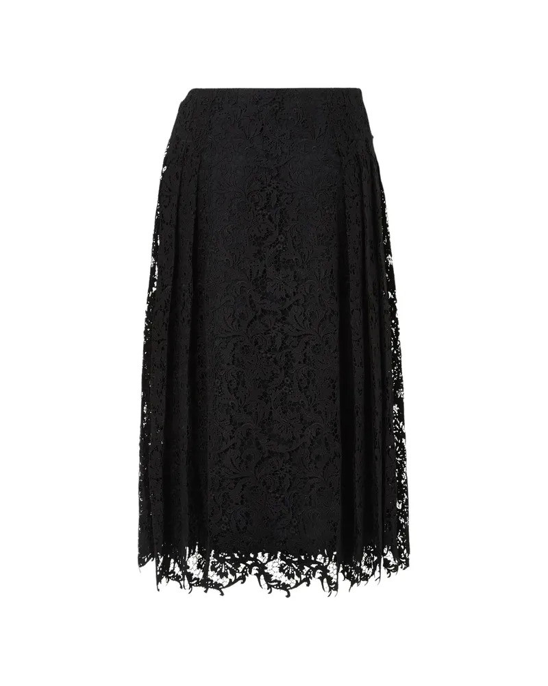 Fendi Lace Pleated Midi Skirt Black