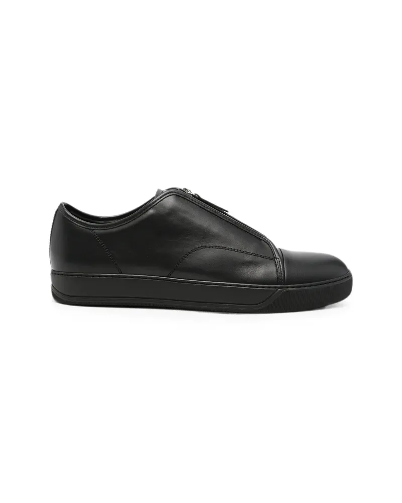 Lanvin Zip-front Leather Sneakers Black