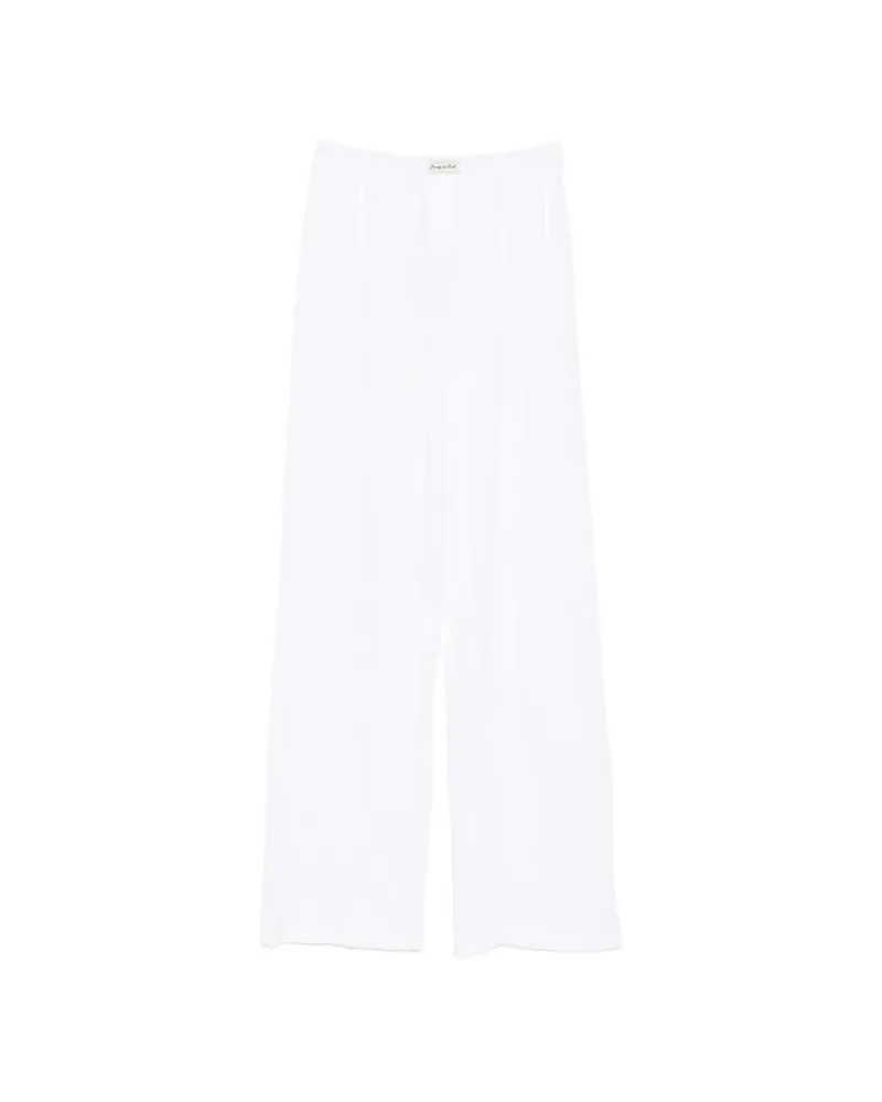 SPORTY & RICH Pointelle-knit Trousers White