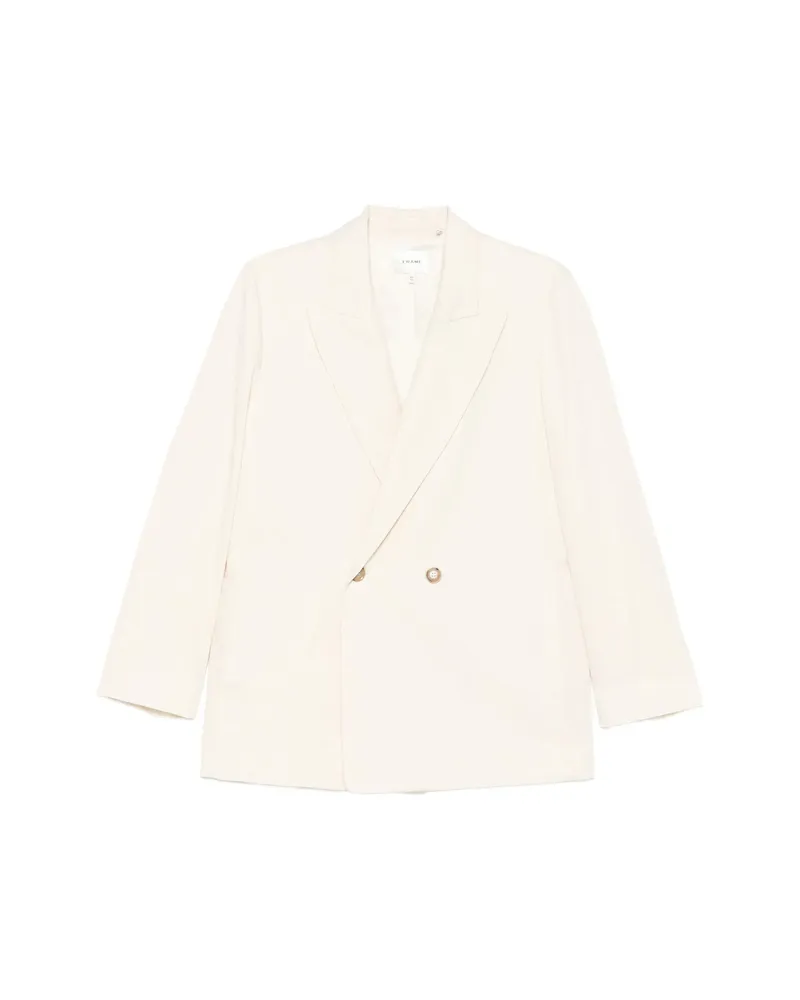 Frame Denim The Lounge Double-breasted Peak-lapel Blazer Neutrals