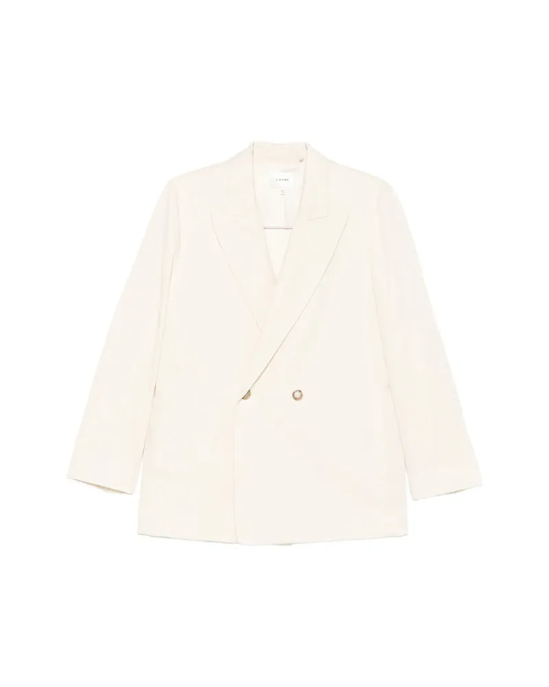 Frame Denim The Lounge Double-breasted Peak-lapel Blazer Neutrals