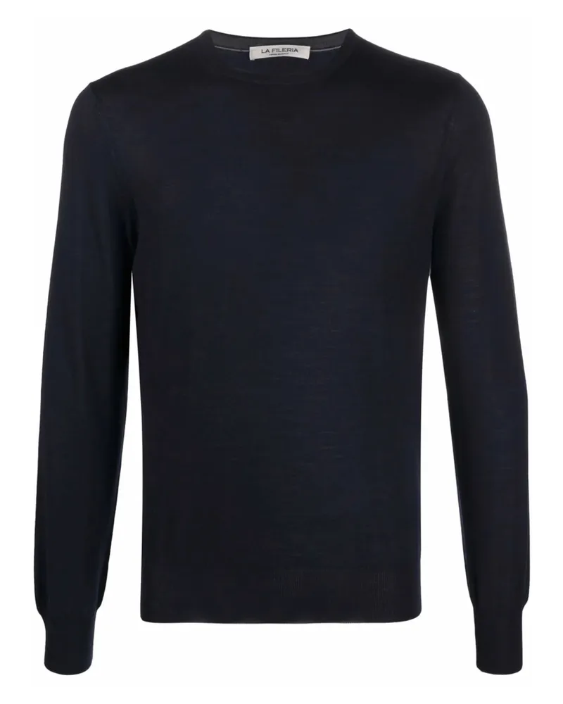 La Fileria Round-neck Virgin-wool Sweater Blue