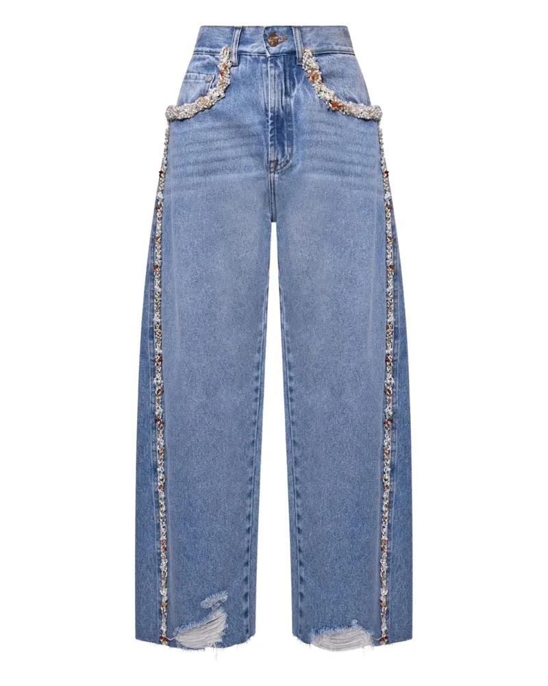 Pat Bo Camila Coelho Beaded Jeans Blue