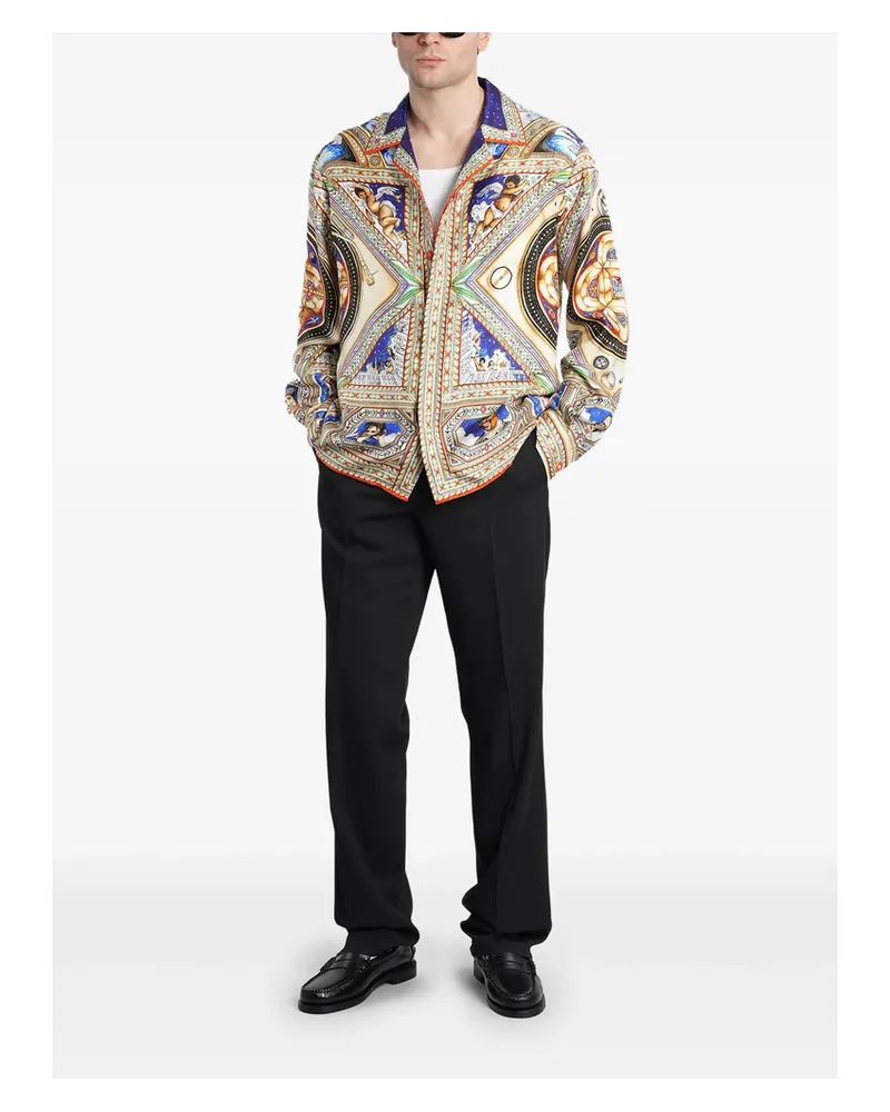 Casablanca Paris Cuban-collar Print Shirt White