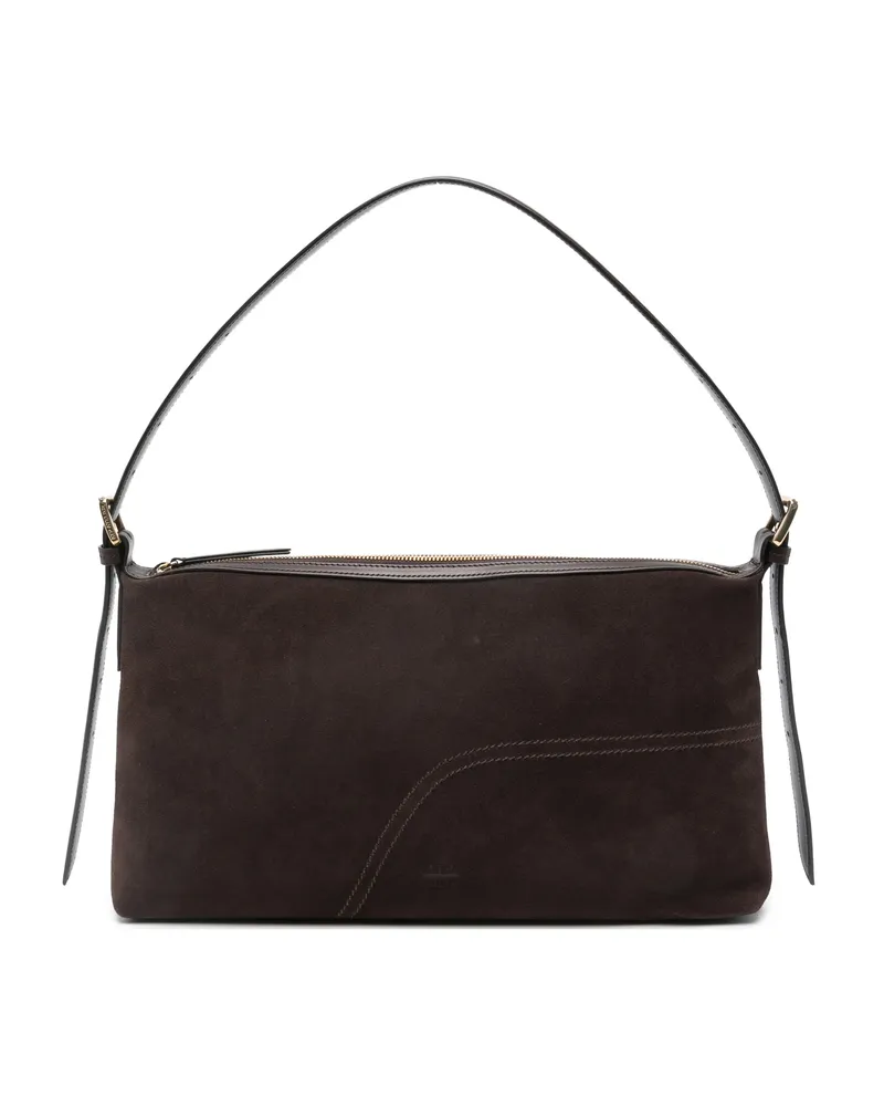 ATP Atelier Castellare Zip Suede Tote Bag Brown