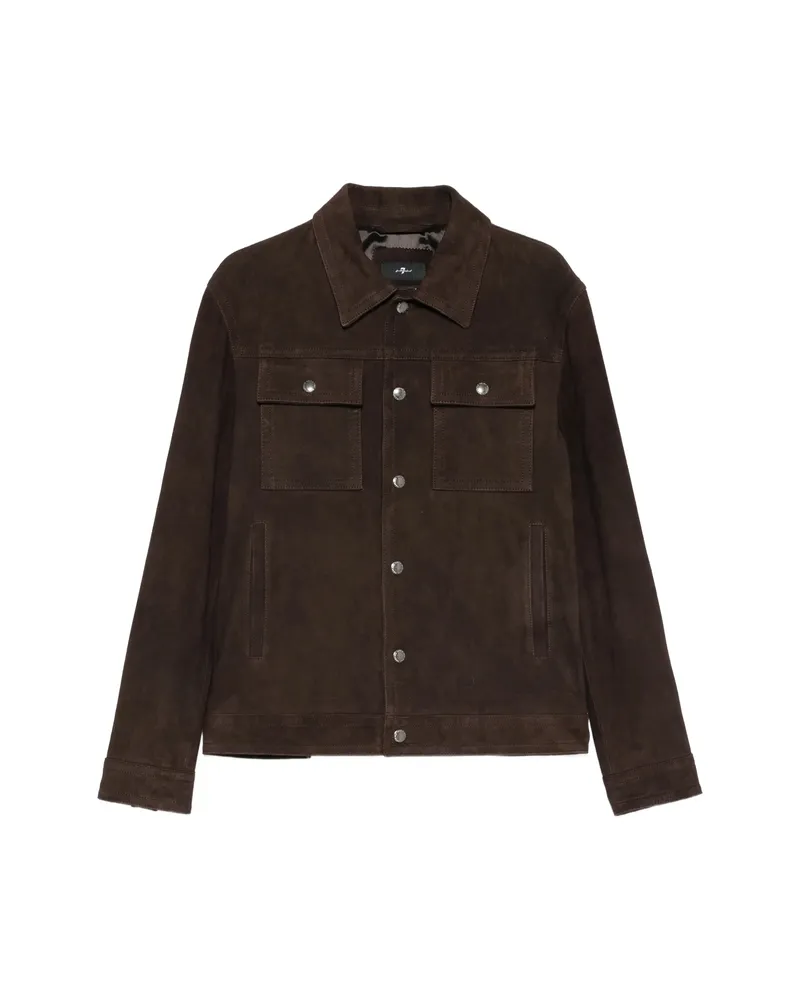 7 for all mankind Suede-finish Press-stud Jacket Brown