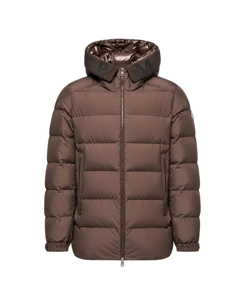 Moncler Logo-print Hooded Puffer Jacket Brown
