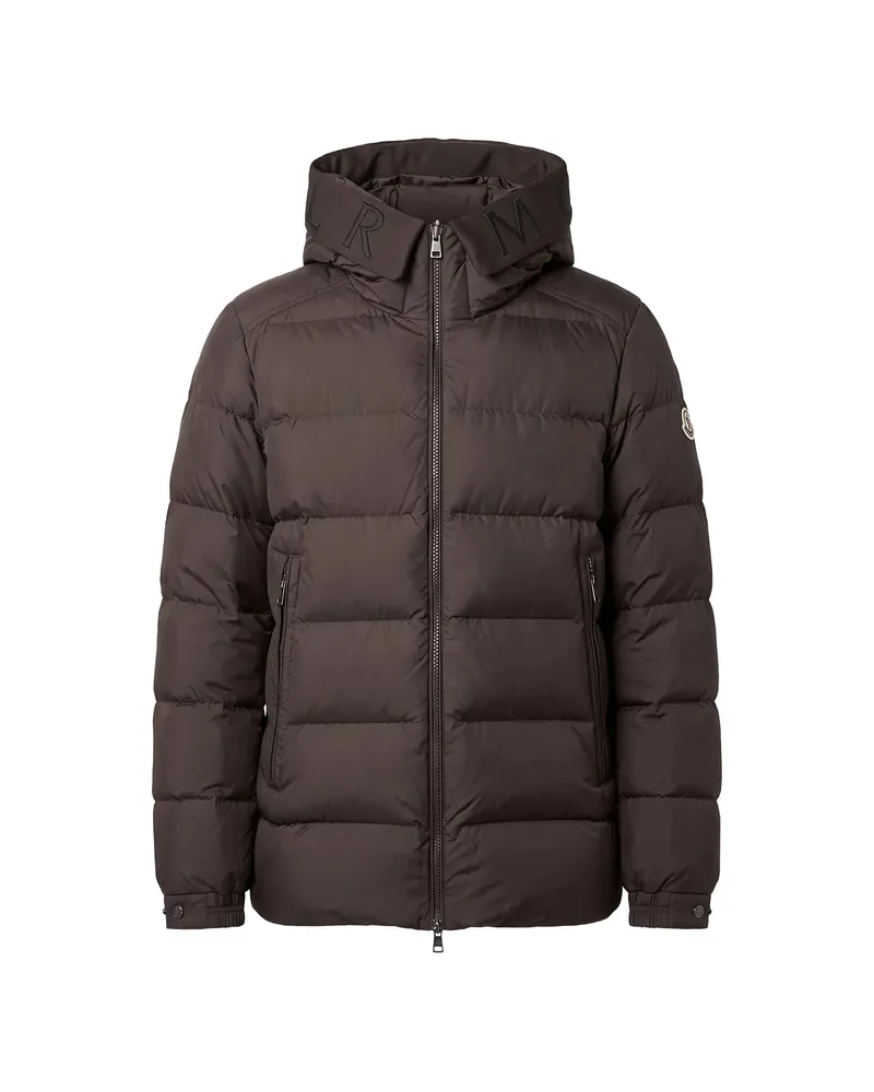 Moncler Logo-print Hooded Puffer Jacket Brown