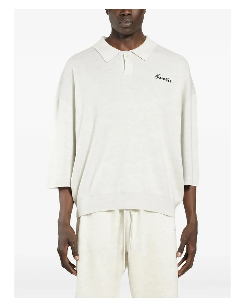 Fear of God Essentials Logo-embroidered Polo Shirt White