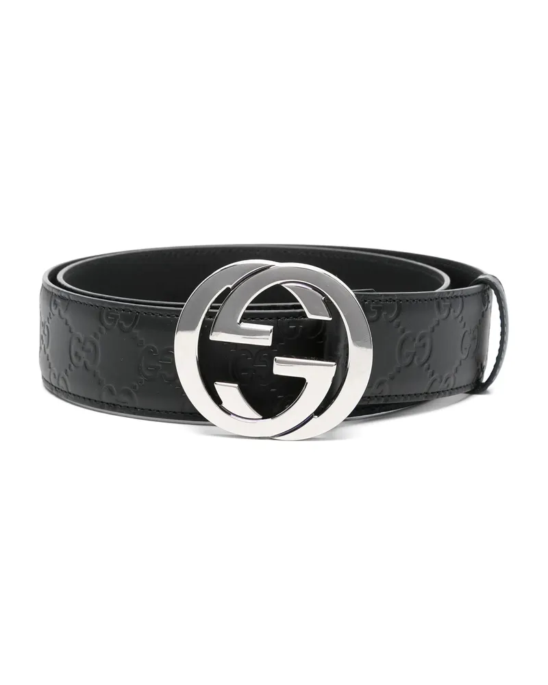 Gucci G Buckle Leather Belt Black