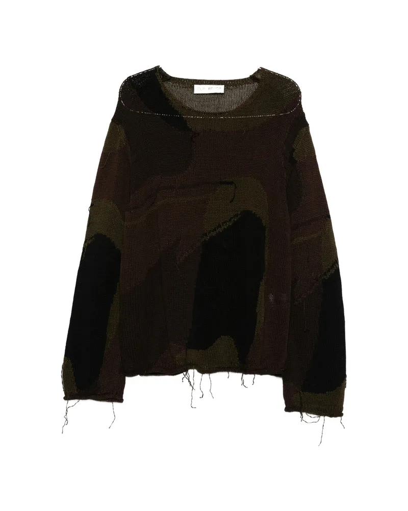 Our Legacy Rigid Popover Camouflage Knitted Sweater Brown